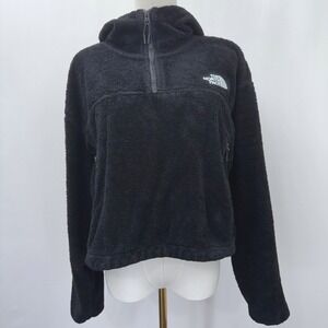 The North Face Women's Platte Teddy‎ Sherpa 1/4 Zip Fleece Hoodie Black XL